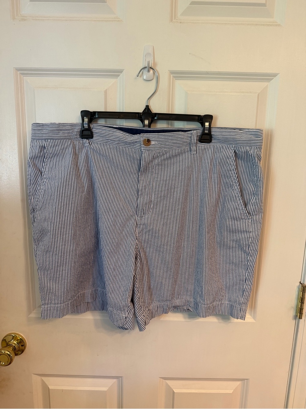 Men's Blue Pinstripe Cotton Shorts - Picture 1 of 10